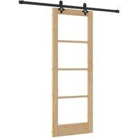 Berkfield Home Sliding Door with Hardware Set "ORKDAL" Solid Wood & Glass in Beige