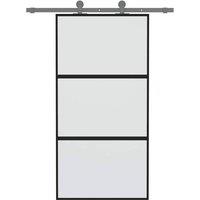 Berkfield Home Sliding Door Black 102.5x205 cm Tempered Glass & Aluminium