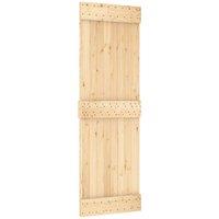 Berkfield Home Sliding Door with Hardware Set 70x210 cm Solid Wood Pine in Light Brown