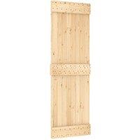 Berkfield Home Sliding Door with Hardware Set 70x210 cm Solid Wood Pine in Light Tan