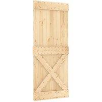Berkfield Home Sliding Door with Hardware Set 85x210 cm Solid Wood Pine in Light Brown