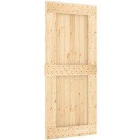 Berkfield Home Sliding Door with Hardware Set 90x210 cm Solid Wood Pine in Light Brown