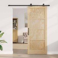 Berkfield Home Sliding Door with Hardware Set 86x211 cm Solid Wood Pine in Light Tan