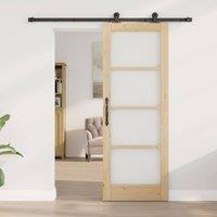 Berkfield Home Sliding Door with Hardware Set 'ORKDAL'Solid Wood & Glass in Light Brown