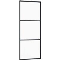 Berkfield Home Sliding Door with Hardware Set ESG Glass&Aluminium 76x205 cm in Black