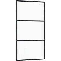 Berkfield Home Sliding Door with Hardware Set ESG Glass&Aluminium 102x205 cm in Black