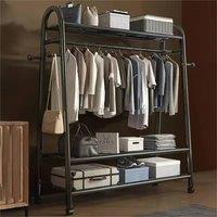 SPETLEK BLACK Double Clothes Rail Garment Hanging Rack Open Wardrobe