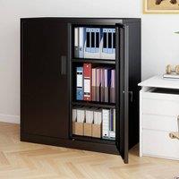 VOGREX Metal Storage Cabinet with 2 Lockable Doors Black