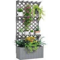 Kelvenix Wooden Raised Planter with Trellis & 2 Shelves, Grey | Size: 100g