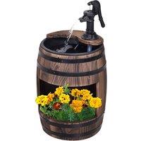 Kelvenix Barrel Pump Garden Fountain Water Feature Flower Planter Stand in Brown | Size: 0.6m2