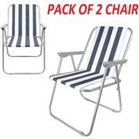 EONLION 2X Folding Camping Deck Chair Garden in Silver
