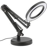 FLAVORA USB LED Ring Magnifying Desk Lamp in Black