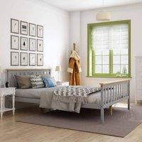 Kelvenix grey & natural Pine Wooden 4FT6 Double Bed Frame