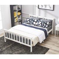 Kelvenix white & natural Pine Wooden 4FT6 Double Bed Frame