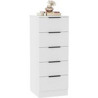 Kelvenix white Modern Bedroom 5 Drawer Narrow Chest Cabinet | Size: 0.6m2