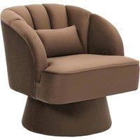 Kelvenix Coffee Modern Swivel Chair, Round Accent Armchair in Brown | Size: 0.6m2