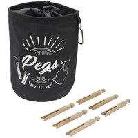 EONLION Large Peg Bag with 216 Wooden Dolly Pegs in Black | Size: 0.6m2