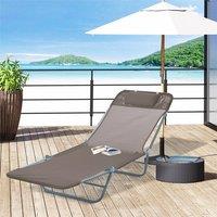 EONLION Coffee-Sun Bed Chair Garden Lounger Recliner in Brown | Size: 100 cm