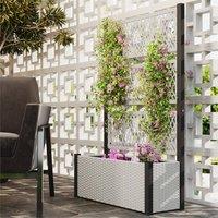 EONLION Mixed-grey-Garden Planter Box with Trellis in Light Grey | Size: 100g