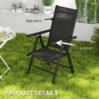 EONLION Black-Set of 2 Folding Chair in Black | Size: 100 cm