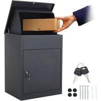 FLAVORA Lockable Outdoor Post Box Extra Large Parcel Drop Box in Black | Size: 500mm