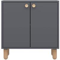 CALICOSY Small 2-Door Sideboard With Solid Beech Legs, 72 Cm Wide - LINA in Grey