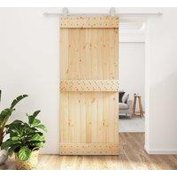 Berkfield Home Sliding Door with Hardware Set 90x210 cm Solid Wood Pine in Brown