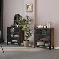 Berkfield Home Storage Cabinets 2 pcs Rustic Brown 72x36x82 cm Metal & MDF | Size: 72 x 36 x 82 cm