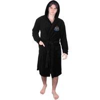 Newcastle United FC Men's Adults Hooded Fleece Dressing Gown Robe in Black | Size: 2XL
