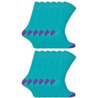 Sock Snob Men's 12 Pack Soft Breathable Cotton Contrast Heel & Toe Socks in Teal | Size: 6-11