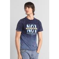 Enorsia Men's Mens Indigo Wash Graphic T-Shirt in Mid Blue | Size: Large