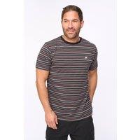 Bewley&Ritch Men's Packham 100% Cotton Yarn-Dyed Classic Stripe Crew Neck T-Shirt in Charcoal | Size: Large