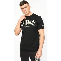Crosshatch Men's Kensby Crew Neck Cotton T-Shirt with High Build Graphics in Black | Size: XL