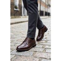 Thomas Blunt Men's Lace-Up Plain Toe Formal Shoe with Cushioned Sole in Brown | Size: 7