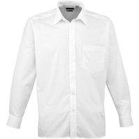 Premier Men's Poplin Long-Sleeved Shirt in White | Size: 23 inches
