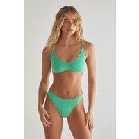 NastyGal Women's Ribbed Scoop Cropped Bikini Set in Green | Size: 6