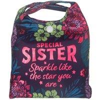 History & Heraldry Women's Personalised Sparkle Shopper Bag - Over 80 Names & Titles - Sister in Blue