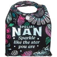 History & Heraldry Women's Personalised Sparkle Shopper Bag - Over 80 Names & Titles - Nan in Black