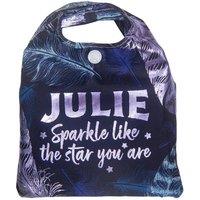 History & Heraldry Women's Personalised Sparkle Shopper Bag - Over 80 Names & Titles - Julie in Blue