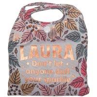 History & Heraldry Women's Personalised Sparkle Shopper Bag - Over 80 Names & Titles - Laura in Grey