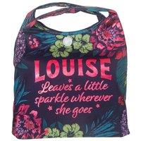 History & Heraldry Women's Personalised Sparkle Shopper Bag - Over 80 Names & Titles - Louise in Blue