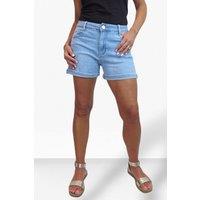 Paulo Due Women's Stretch Denim High Waist Shorts in Pale Blue | Size: 20