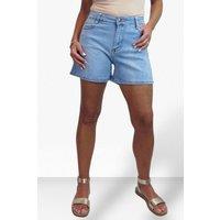 Paulo Due Women's High Waist Loose Leg Denim Shorts in Pale Blue | Size: 16