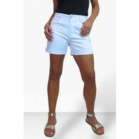 Paulo Due Women's Stretch Denim Coloured Shorts With Turn Up Cuff in White | Size: 18-20