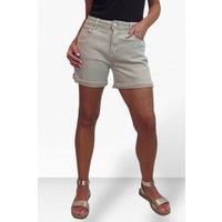 Paulo Due Women's Stretch Denim Coloured Shorts With Turn Up Cuff in Beige | Size: 18-20