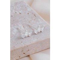 Mia Gioielli Women's Sterling Silver CZ Leaf Studs