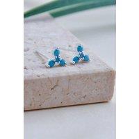 Mia Gioielli Women's Sterling Silver Turquoise Flower Studs