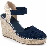 Savannah Women's Elasticated Espadrille Wedge Sandals in Dark Blue | Size: 8