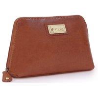 Catwalk Collection Handbags Women's Emma Leather Cosmetic Makeup Bag in Tan