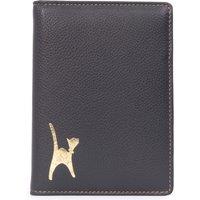 Catwalk Collection Handbags Women's Skye Leather Passport Holder With Embossed Cat in Black | Size: Small
